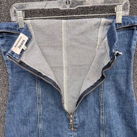 Reformation Marilyn Denim Blue Sleeveless Mini Dress Zip Up Size 10 - Picture 5 of 11